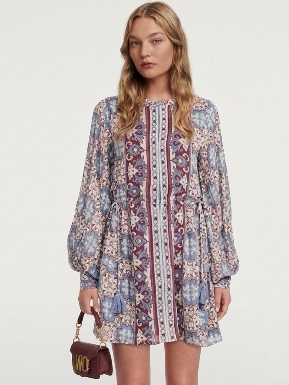 CAROLINA K $450 • 16” PTP / XS • Josefina Short Dress in “Algarve Blue" print